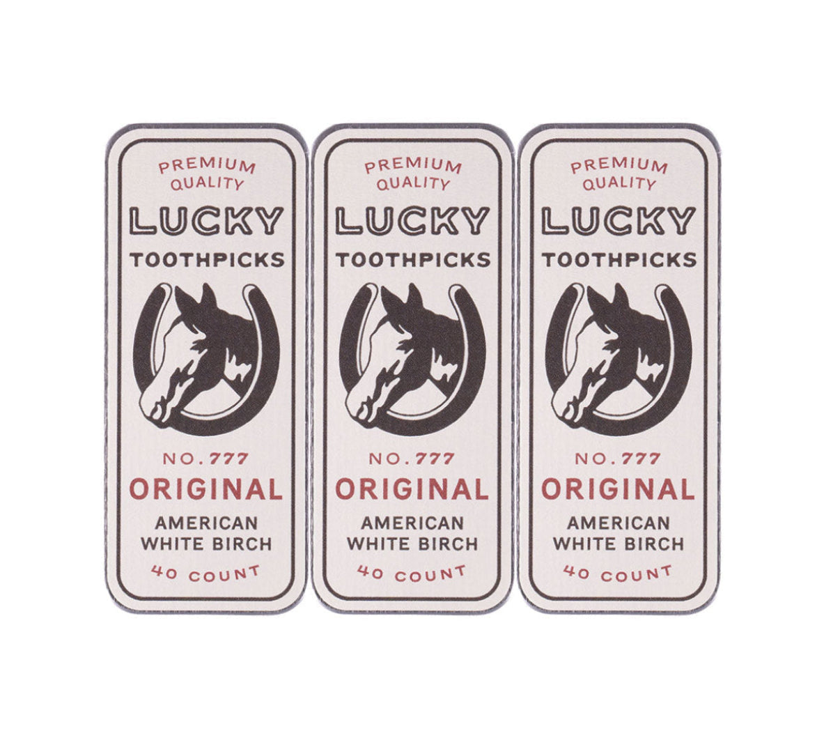 Lucky Toothpicks - Original White Birch (3 Pack Bundle)