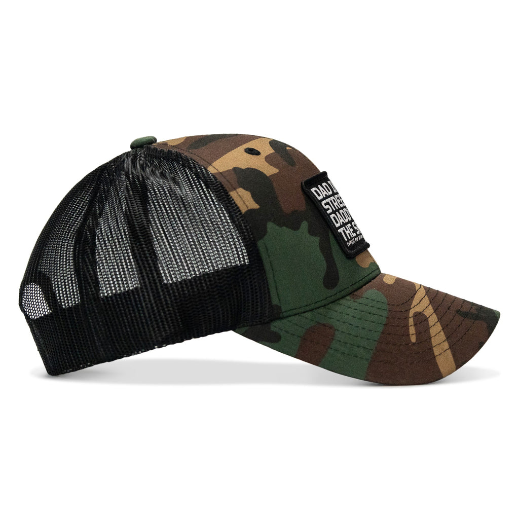 Dad In The Streets. Daddy In The Sheets. Black Patch Snapback Hat