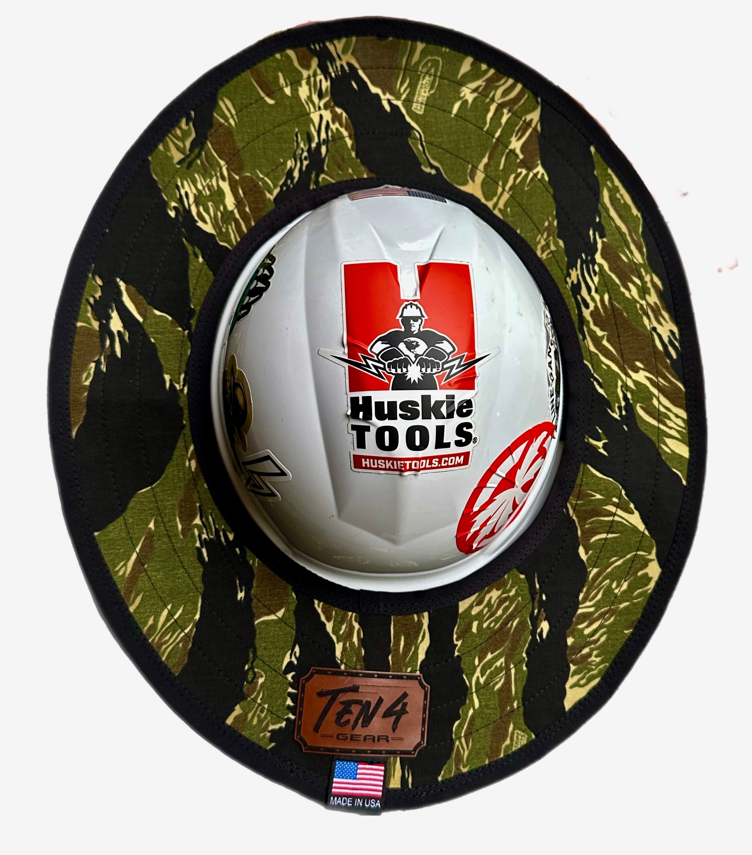 Tiger Stripe Camo Hard Hat Sun Shade Visor – Water-Resistant Worksite Visor for Full Brim & Kask Hard Hats