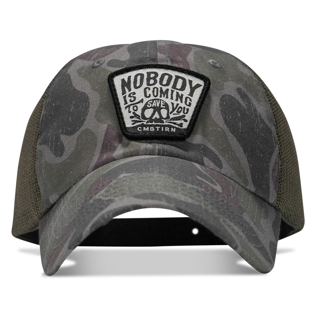 Nobody Is Coming To Save You Skull Patch Ripstop Snapback