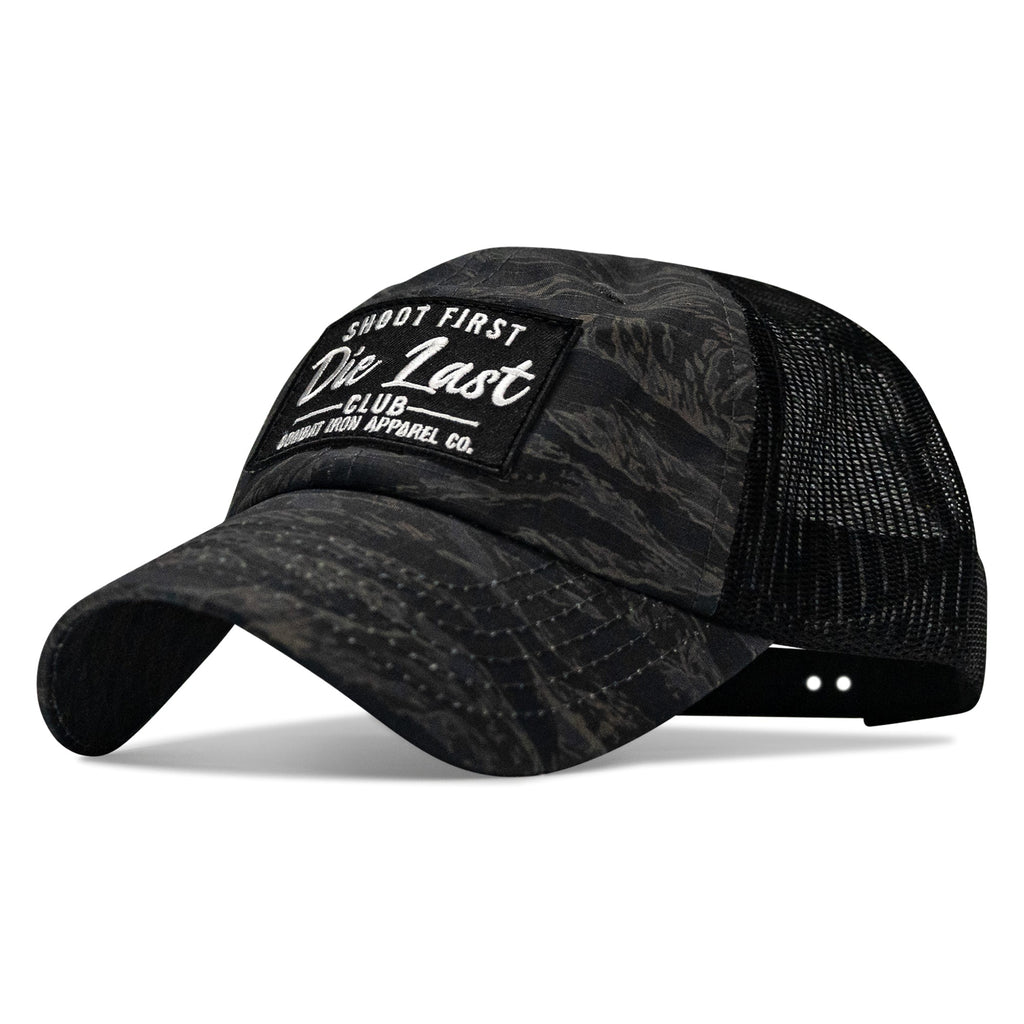 Shoot First. Die Last. Club Patch Tactical Ripstop Mesh Snapback Hat