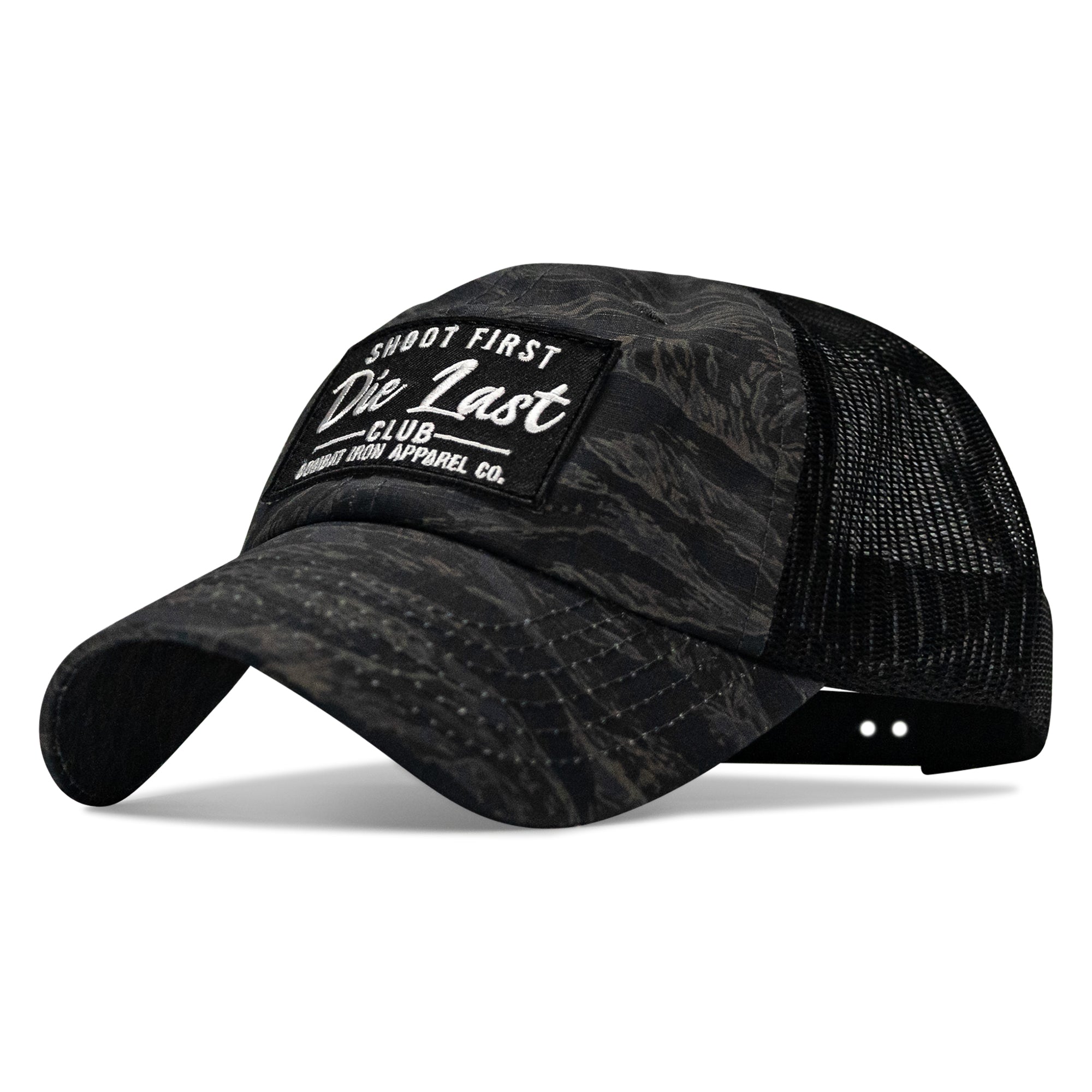 Shoot First. Die Last. Club Patch Tactical Ripstop Mesh Snapback Hat