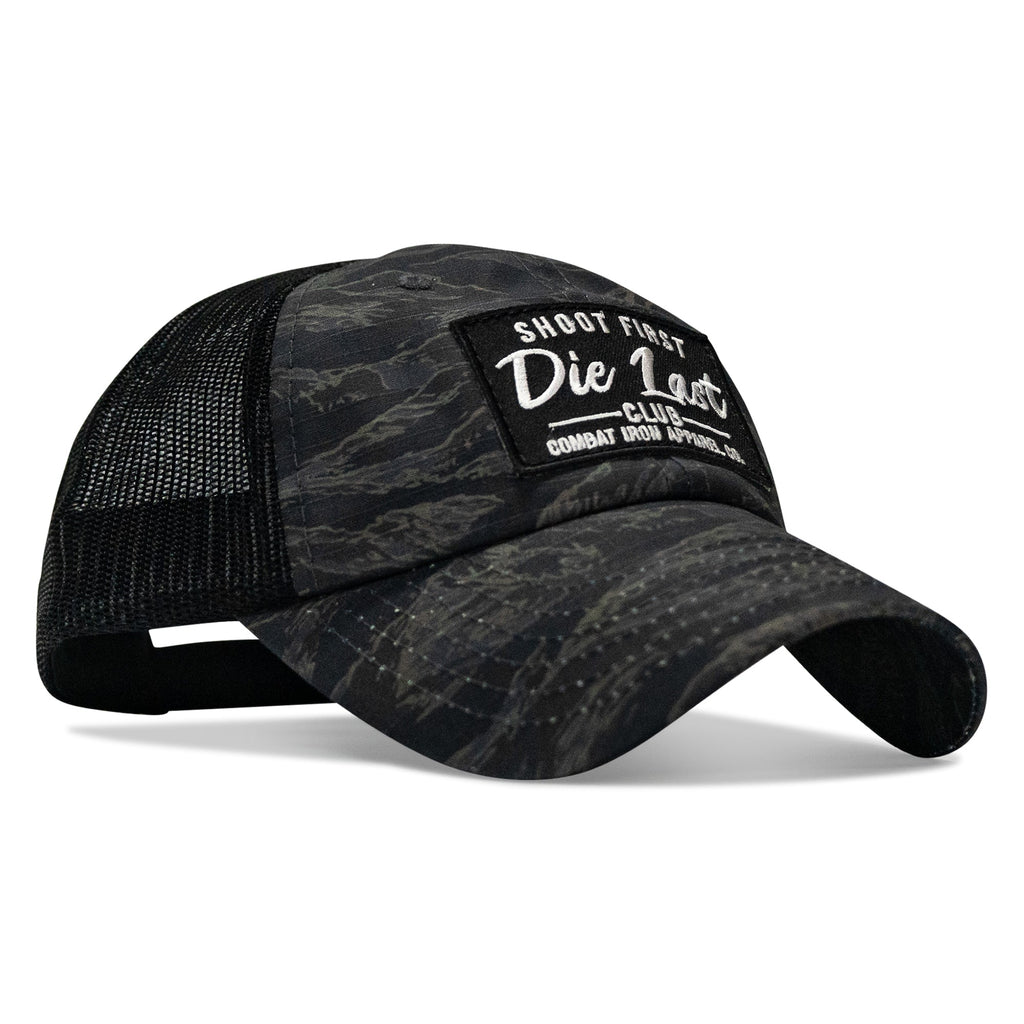 Shoot First. Die Last. Club Patch Tactical Ripstop Mesh Snapback Hat