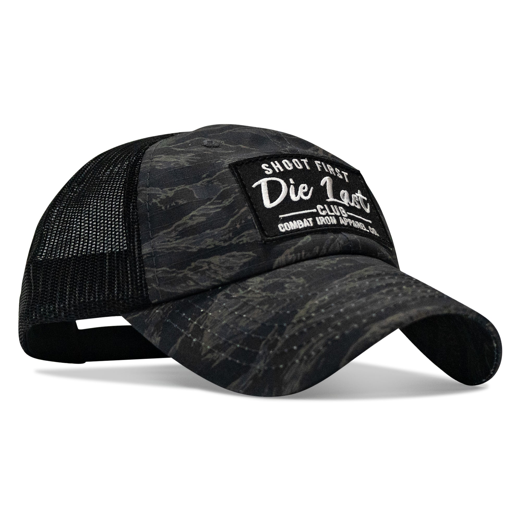 Shoot First. Die Last. Club Patch Tactical Ripstop Mesh Snapback Hat