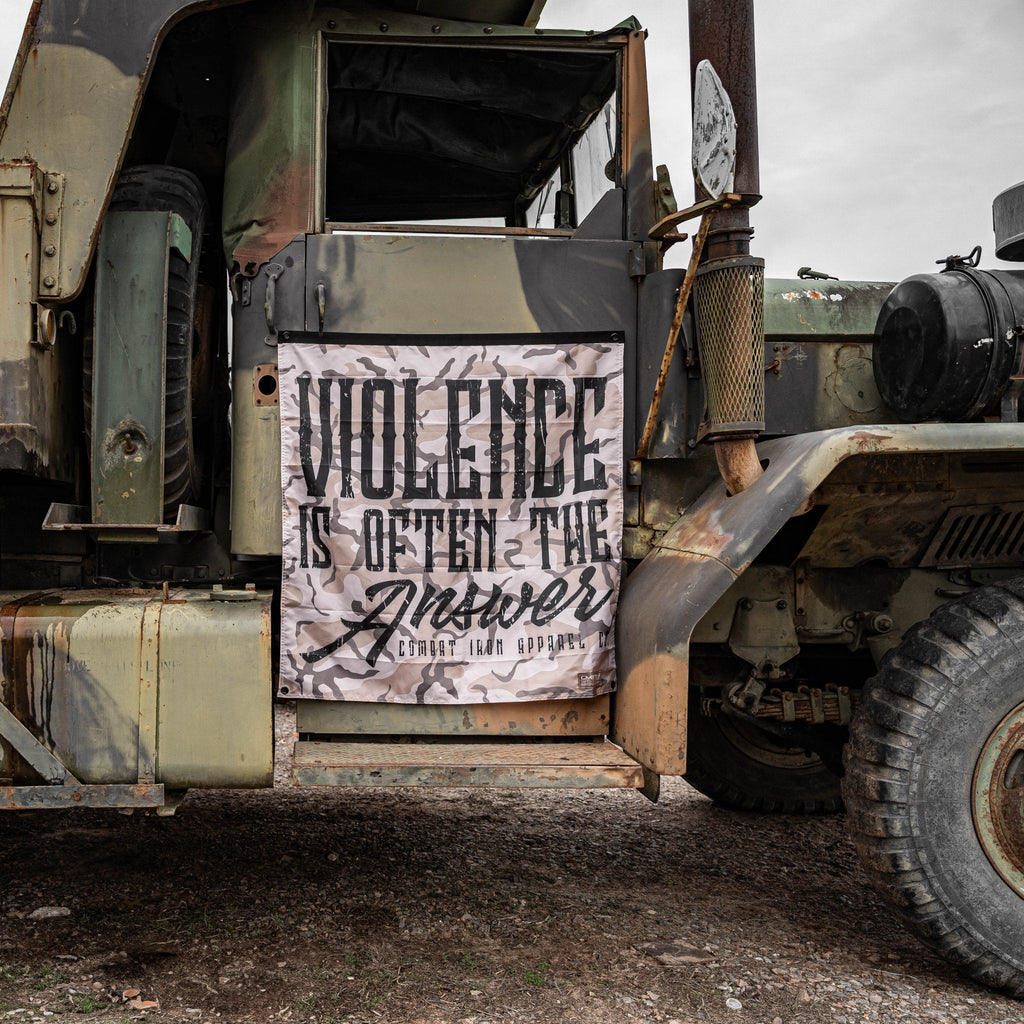 Violence Is Often The Answer 3'x3' Camo Flag