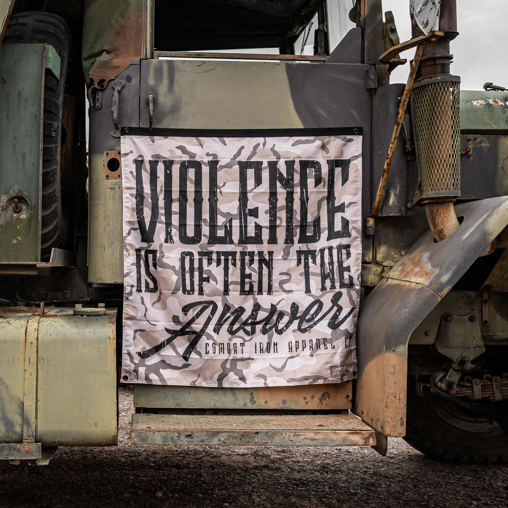 Violence Is Often The Answer 3'x3' Camo Flag